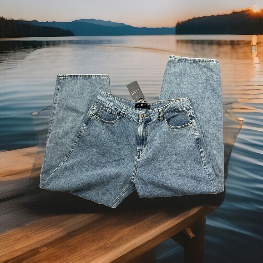 Lioness Wide Leg High Rise Jeans XXL NWT Baggy Light Wash Denim Street Style - Picture 3 of 7